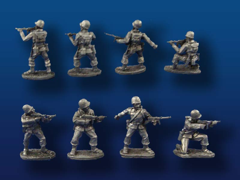 28mm WWII US Infantry w/Thompson (16 Figures in 4 Poses)