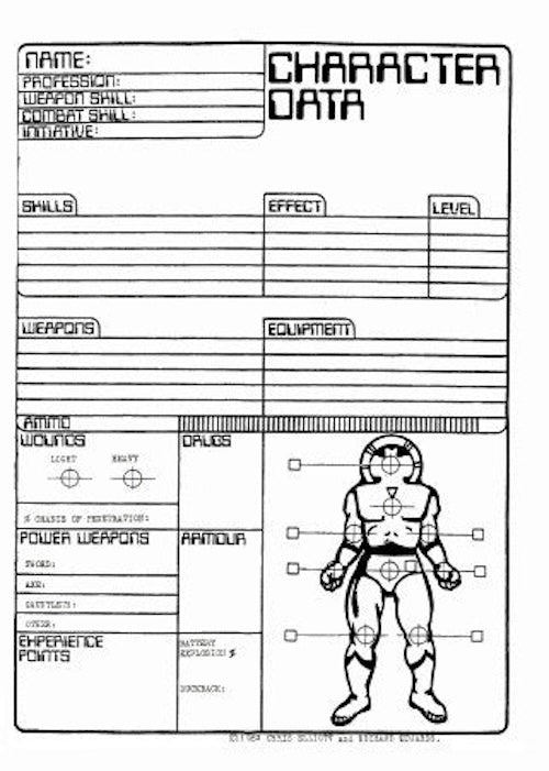 Laserburn Record Sheets